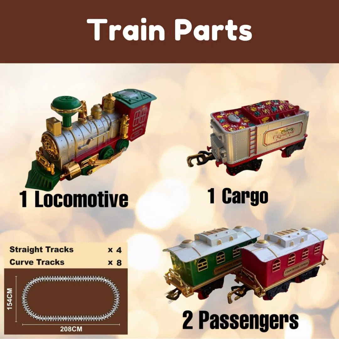 Christmas Train for Kids, Control Set with Lights and Sounds Steam Locomotive Engine Railway