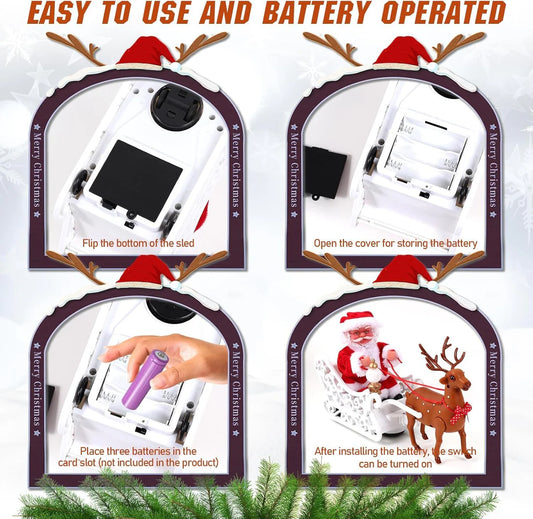 Santa And Reindeer Sleigh Toys,Singing And Dancing With Jingle Bell Rock