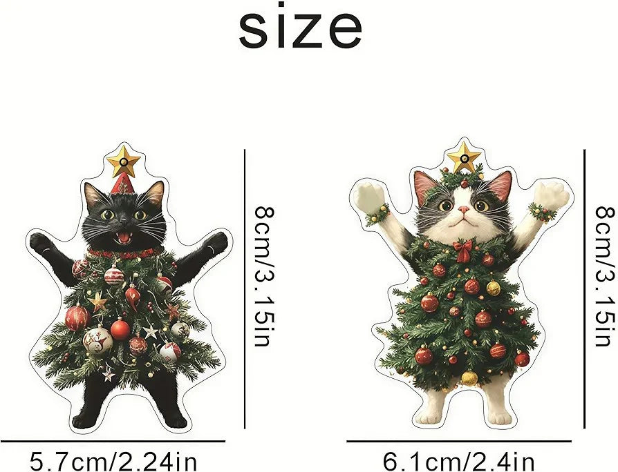 2 Pieces Cat Christmas Ornaments, Acrylic Christmas Ornament