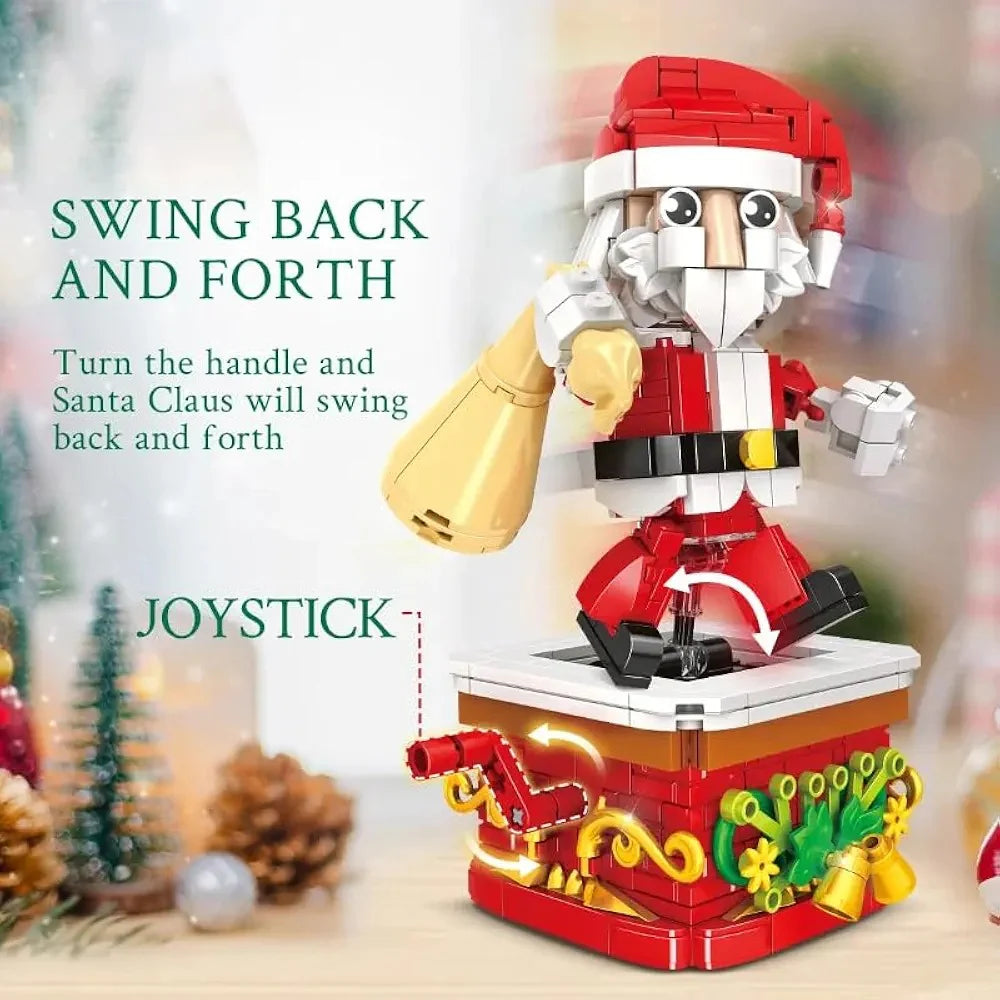 Christmas Building Block Set, Santa Claus with Moving Swing Mechanism, 404 Pieces Creative Construction Toy for Ages 6+, Holiday Decoration