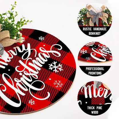 Buffalo Plaid Christmas Welcome Sign - Hanging