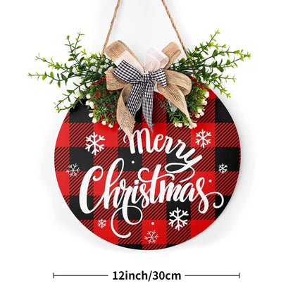 Buffalo Plaid Christmas Welcome Sign - Hanging