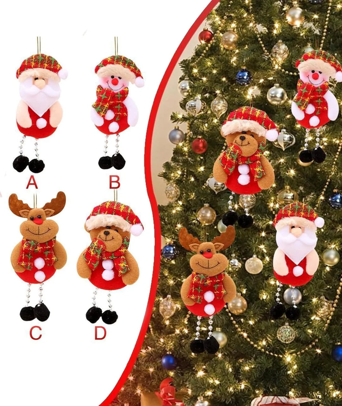 4 Pcs Christmas Tree Decoration Items