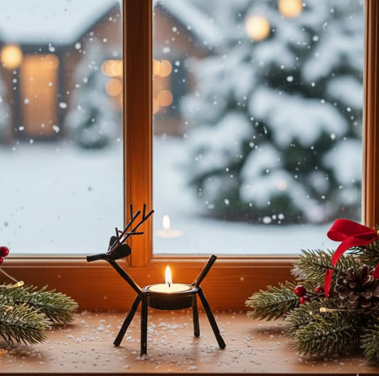 The Purple Tree Cast Iron Christmas Reindeer Tealight Holder