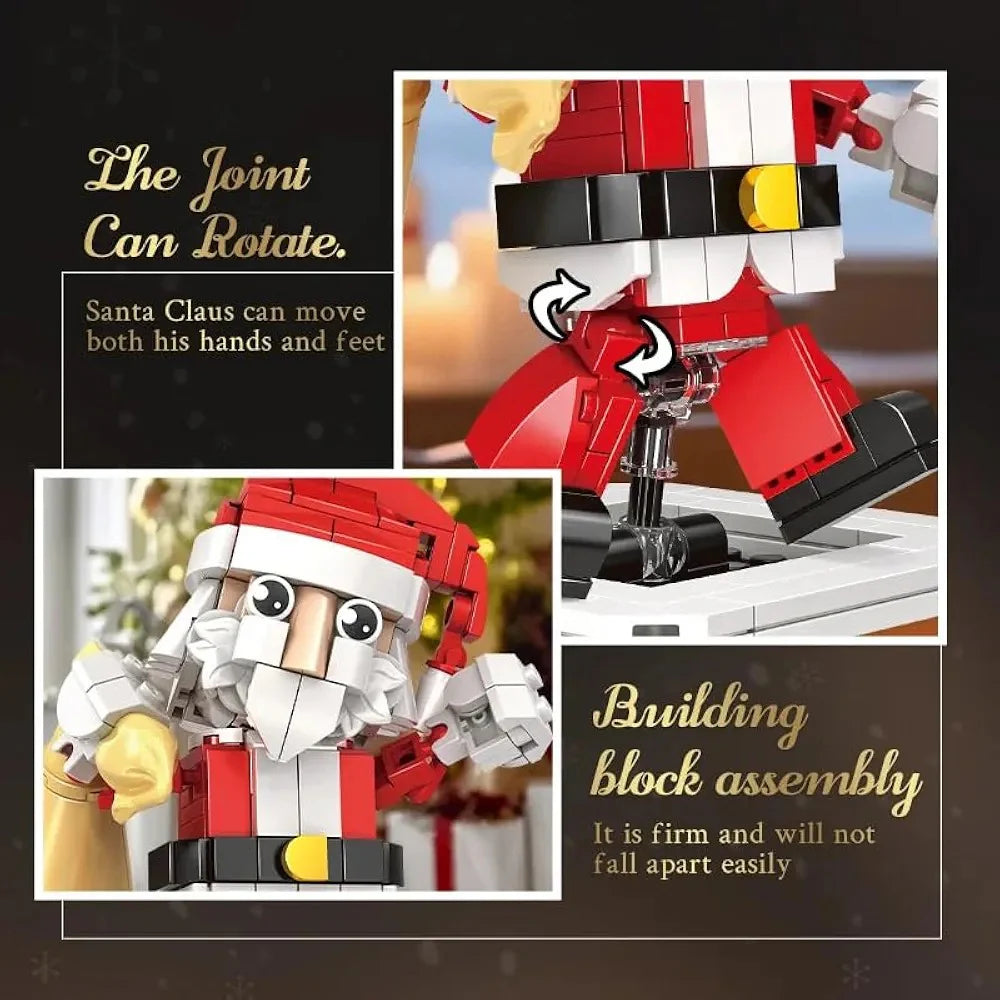 Christmas Building Block Set, Santa Claus with Moving Swing Mechanism, 404 Pieces Creative Construction Toy for Ages 6+, Holiday Decoration
