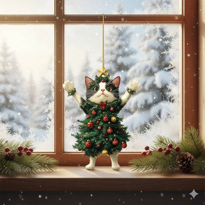 2 Pieces Cat Christmas Ornaments, Acrylic Christmas Ornament