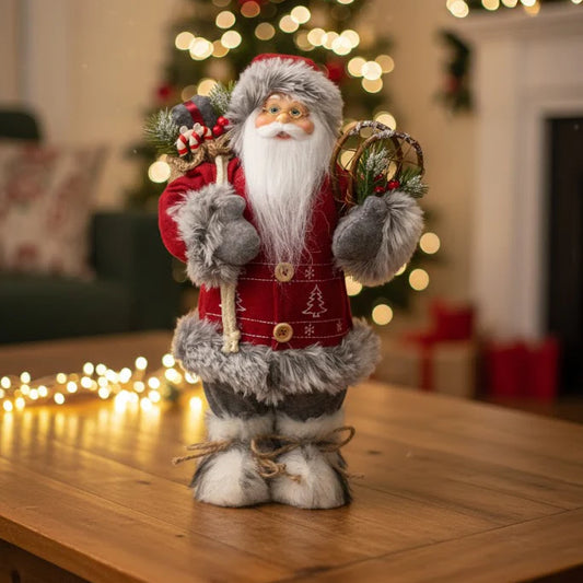 Santa Figurine Doll Ornament Table Decor Cute Statue for Party Birthday Gift